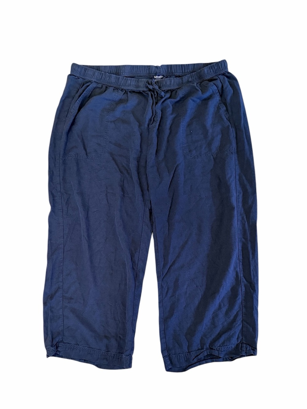 Splendid Navy Angie Linen Blend Crop Pants